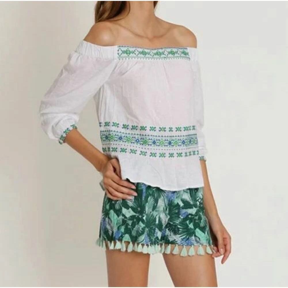 Letarte Off Shoulder Embroidered Top Womens Size Medium